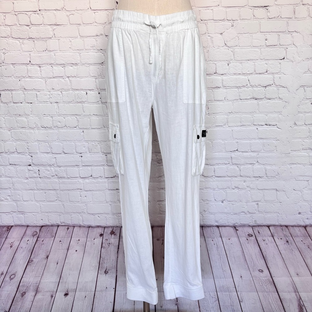 SILVER JEANS Charlotte High Waisted Straight Leg White Cargo Jogger--NWT--L - Picture 9 of 16